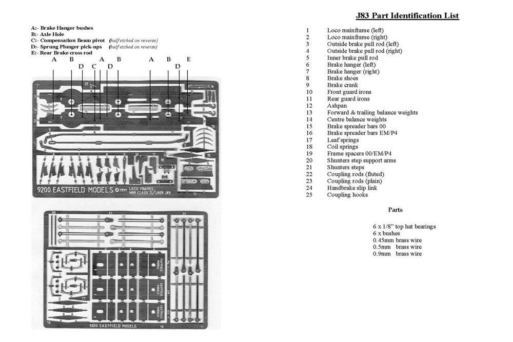 NBR D LNER J83 loco chassis kit